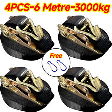 Ratchet Straps Tie Down 4 x 25mm endless 6 Metre Black 3000kg Lashing Straps UK