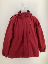 EWM Red Nylon Polyester Jacket Coat Hooded Full Zip Outdoors Casual