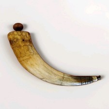 Antique scrimshaw powder horn - antique,