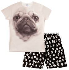 Super Cool Pug 3D  short Pyjamas Paw Print Pj 9-16 Years