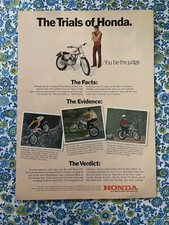 Vintage 1973 Honda Trials 125 Motorcycle Print Ad