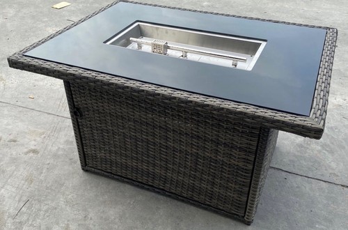 New brown rattan gas firepit - new,
