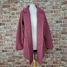 Made in Italy Coatigan Pink Chunky Knit Above Knee Womens Large Wool Mohair