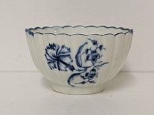 C. 1770 First Period Worcester Porcelain 'Gillyflower' Pattern Ribbed Tea Bowl