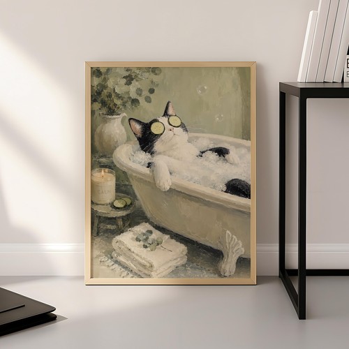 Spa cat bathroom - spa, art