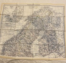 WWII Silk/Rayon Escape and Evasion Map , Scandinavia and Baltic
