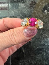 14k Gold 2.08 Ct Round Cut Natural Ruby & Diamond Ring