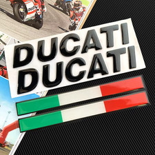 2x Black 3D Fuel Tank  Decal For Ducati with Italy  Badge Sticker Motorcycle UK