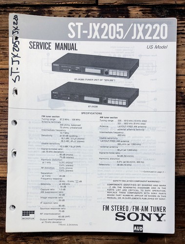 Sony jx205 jx220 - st-jx205, st-jx220