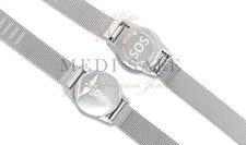 WATCH STYLE SOS BRACELET/MEDICAL ALERT/EMERGENCY STAINLESS STEEL/TALISMAN SILVER