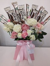 Chocolate Bouquet Luxury Pink Galaxy Silk Flowers - Gift Hamper 