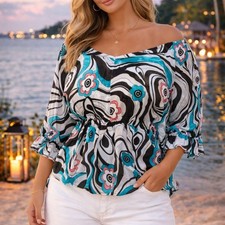 Silky boho print gypsy top  by