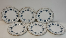 Royal Osborne Fine Bone China Side Plate x6 Blue Trellis Design 1970's Vintage