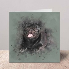 Black Pug Greeting Card |