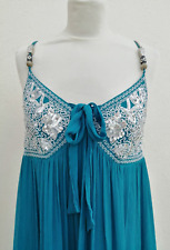 Monsoon teal blue silk silver