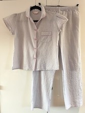 SECRET POSSESSIONS Grey Gingham Check Pyjamas 100% Cotton Size 8-10