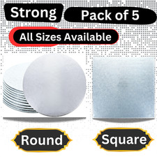 3mm Cake Boards Premium Silver Foil Double Thick Round & Square All Size