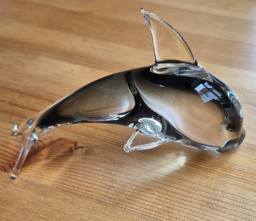 Art glass dolphin figurine - glass,