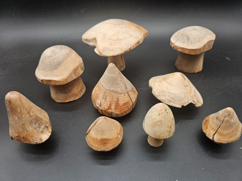 Hand carved mushrooms wooden - hand-carved,