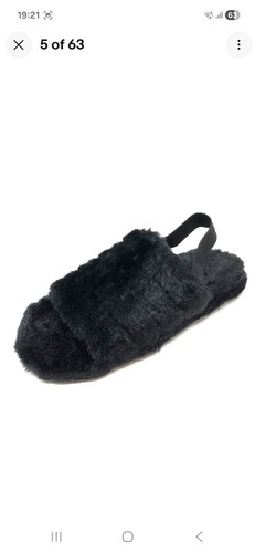 Ladies faux fur fluffy - fur, sliders