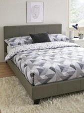 Marston Faux Leather Double Bed Frame Grey Stylish and Durable Bed Frame