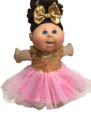 Doll CLOTHES Gift Dress Vintage/Modern 14"in.Cabbage Patch kids*Dress & hairclip