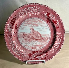 Spode Red Camilla Game Birds "Californian Quail" 10 1/2" Cabinet Plate