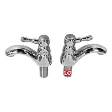 Bath Taps Pair Mayfair Luna Lever Handles Chrome and Satin Finish Hot and Cold