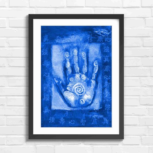 Chinese hand art blue framed - chinese,