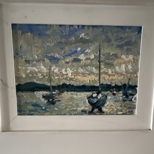 Framed impressionist seascape - framed,