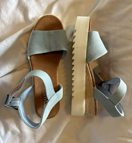 Toms womens blue strappy wedge - blue,