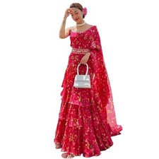 Pink Georgette Silk Printed