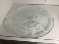 Arcoroc France Fleur Glass Serving Plate Clear Glass Floral.Embossed  10¾".