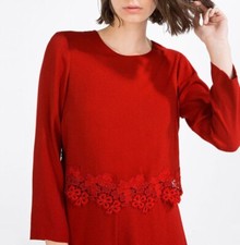 ZARA WOMAN Red Floral Lace