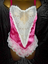 Shiny Stretch Satin All In One Teddy Thong Bodysuit, Size 20,22 4XL cd/tv