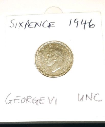 Sixpence coin 1946 unc - sixpence,