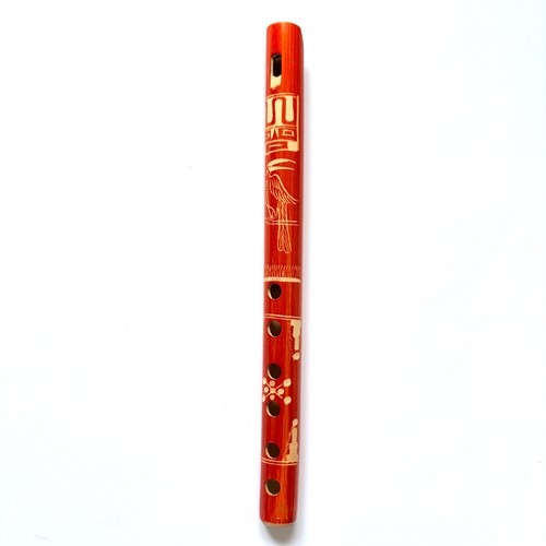 Hand carved bamboo flute red - hand,