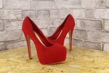 RED FABRIC HIGH HEEL PLATFORM