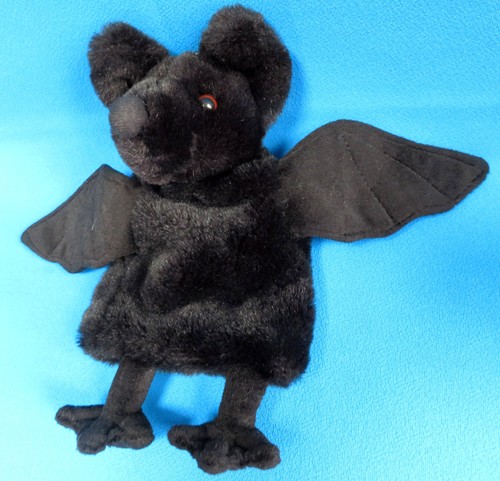Black bat hand puppet - black,