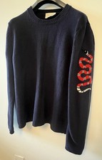 Gucci Men's Wool Jumper Snake Pattern  XXL (Fits XL) 100% Authentic P2P 24”