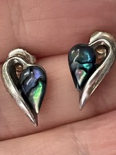 Vintage Sterling Silver Abalone Shell Stud Earrings