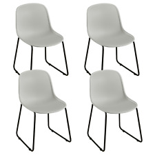 Set of 4 Plastic Modern Dining Chairs Metal leg Kitchen Home Office Chair Grey