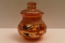 Vintage Jain Glass Works Marigold Lustre Jar with Lid Hand Painted Floral indi"R