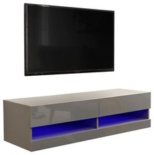 GFW Galicia 120cm LED Wall TV Unit - Grey | Floating Media Cabinet Modern Stand