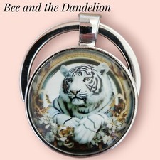 White Tiger Glass Keyring