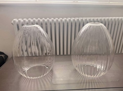 Pair clear ribbed glass - clear,