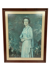 Framed Portrait Print of Queen Elizabeth II by Ricardo Macarron 24x30"