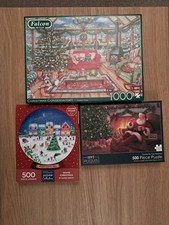 Christmas Jigsaw Bundle - 2 x 500 & 1 x 1000.  1893 Puzzles / WH Smith / Falcon