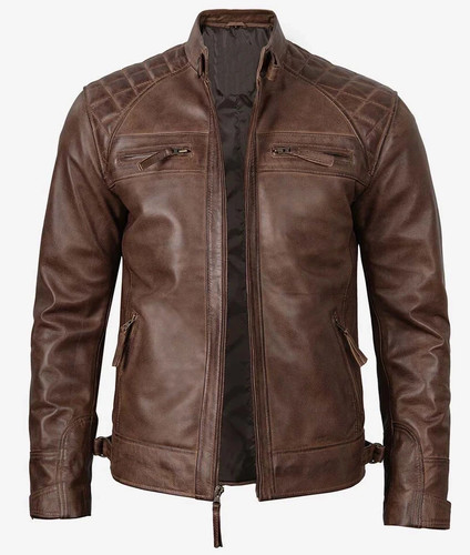 Mens brown leather - mens, biker