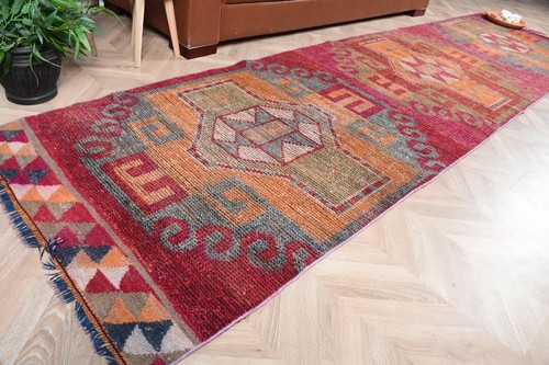 Vintage rug 3x11 ft turkish - rug,,
